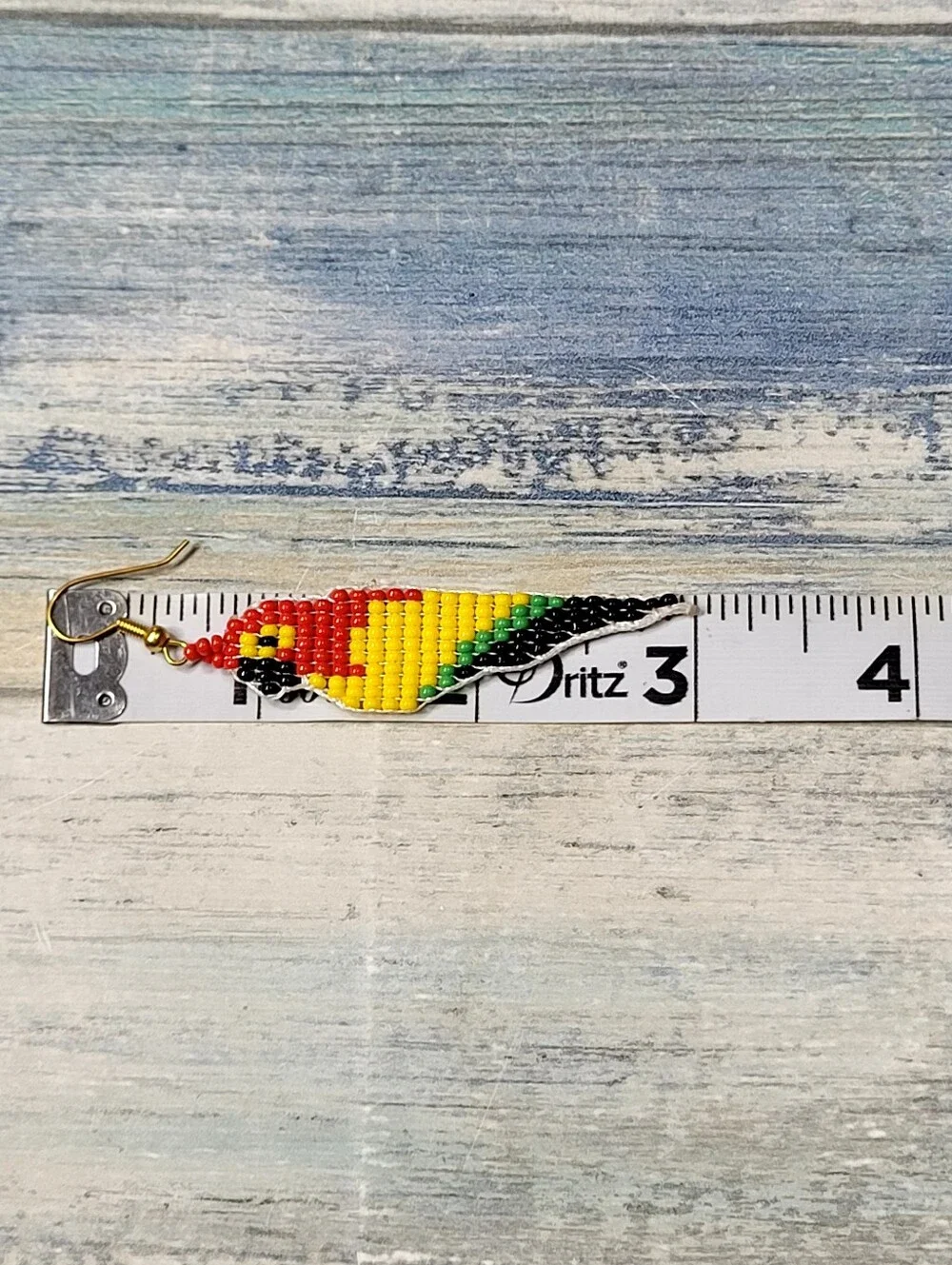 Red & Yellow Parrot seed Beaded Earrings